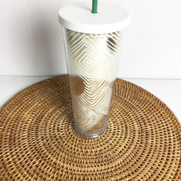 Starbucks 2014 Rare Gold Plastic Cup Coffee Travel Tumbler Mug 24 oz - Picture 4 of 6